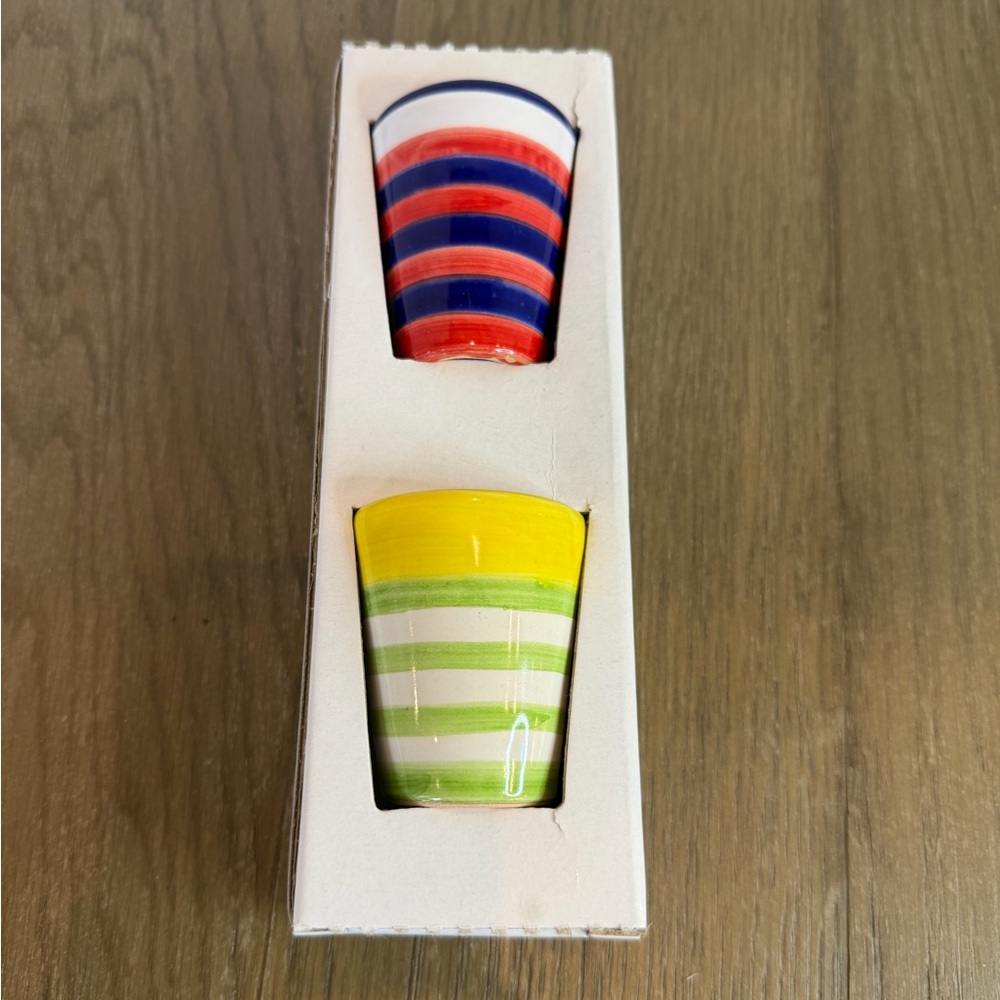 Striped Ceramic Limoncello Cups Set - Picture 2 of 3